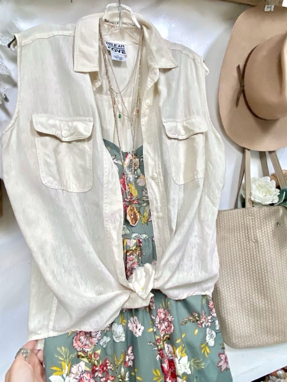 Safari SILK boho cargo blouse /cover up w resort vacay beach vibe
